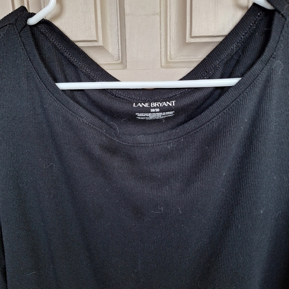 Lane Bryant Sweater Plus Sz18/20 Lt Weight Black Ruch Sides Long Sleeves - Picture 6 of 9